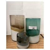3 Home accent art glass vases