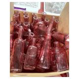 Box lot of pink glass vases various sizes