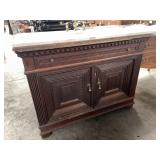 Custom built bathroom vanity with marble top