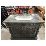 Carved detailed custom made bathroom vanity