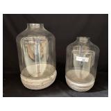 Two cement glass terrariums/centerpieces