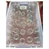 Box lot of small glass vases milk jar style
