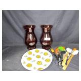 Misc lot of vases and kitchen wares