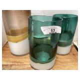 3 Home accent art glass vases