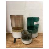 3 Home accent art glass vases
