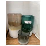 3 Home accent art glass vases