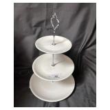 white stoneware triple trivet