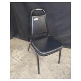 27 black cushioned stackable banquest chairs