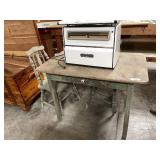 Old One Drawer Farm Table w/ 2 Chairs