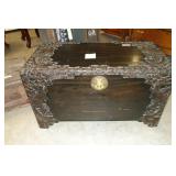 Oriental Ornate Wood Carved Chest