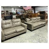 Leather couch and loveseat