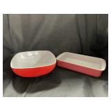 Lot of 2 Vintage Pyrex Dishes - Red