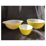 Lot of 3 Vintage Pyrex Bowls - Yellow