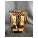 Asian Jewelry Box w/ Decorative Metal