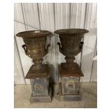 19th century cast iron Handyside urn and plinth