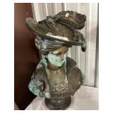 Antique La Conotiere lady in hat bronze bust