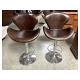 2X MONEY: Leather Upholstered Swivel Barstools