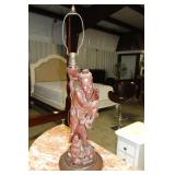 Asian Wood Carved Table Lamp