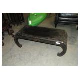 Oriental Wood Carved Table w/ Curved Legs