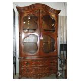 Very Ornate 2 Pc Cabinet w/ Shelves & 2 Drawers
