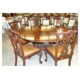 Chippendale Style Inlaid Round Dining Table