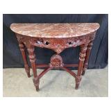 Ornate Rose Marble Topped Console
