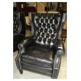 Bernhardt Recliner -Onyx Leather Upholstered