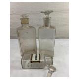 3 Antique Apothecary square Jars