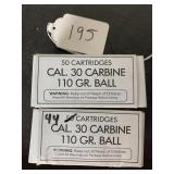 30 cal carbine 110 gr ball 2 boxes