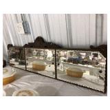 Antique etched mantle mirror