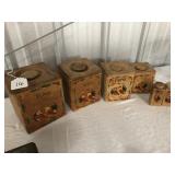 Vintage Wood Rooster Cannisters, S&P shakers