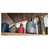 Misc oil cans plus fire extinguisher