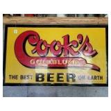 Cooks Goldblume Beer Sign. Embossed