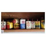 9 tins. Pennzoil, Gulf, Phillips 66