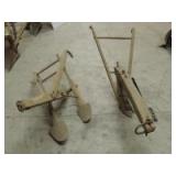 (2)-horse drawn wood beam plows