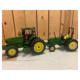 1/16 Scale Ertl John Deere (2)-wide front tractors w/front weights