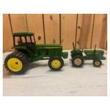 1/16 Scale Ertl/Customized Ertl John Deere (2)-MFWD tractors w/front weights