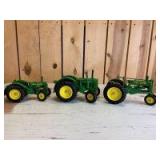 1/16 Scale Ertl John Deere (3)-tractors on rubber