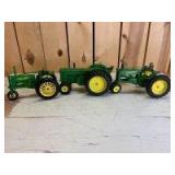 1/16 Scale Ertl John Deere (3)-tractors on rubber