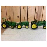 1/16 Scale Ertl John Deere (3)-tractors on rubber
