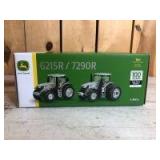 1/64 Scale TOMY John Deere 100 Years of John Deere Tractors Limited Edition of 5000 Set of (2)-SILVER MFWD tractors
