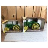 1/16 Scale Ertl John Deere (2)-Collector Edition wide front tractors on steel w/fenders