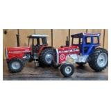 1/16 Scale Ertl/Scale Models Massey Ferguson (2)-Collector Edition wide front tractors w/cabs