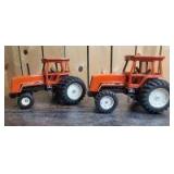 1/16 Scale Ertl Allis Chalmers (2)-wide front tractors w/cabs and front weights