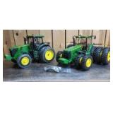 1/16 Scale Ertl John Deere (2)-MFWD tractors w/front weights and 3-pt.