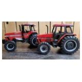 1/16 Scale Ertl Case IH (2)-MFWD tractors w/front weights and cab