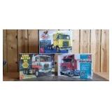 1/25 Scale AMT (3)-plastic tandem axle semi truck model kits