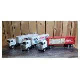 1/25 Scale Ertl (3)-tandem axle tractors w/tandem axle box trailers