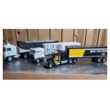 Various Scale Ertl/Nylint/Customized Nylint (3)-tandem axle tractors w/tandem axle box trailers