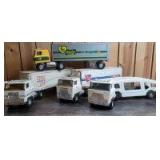 1/16 Scale Ertl (4)-single axle tractors w/tandem axle trailers